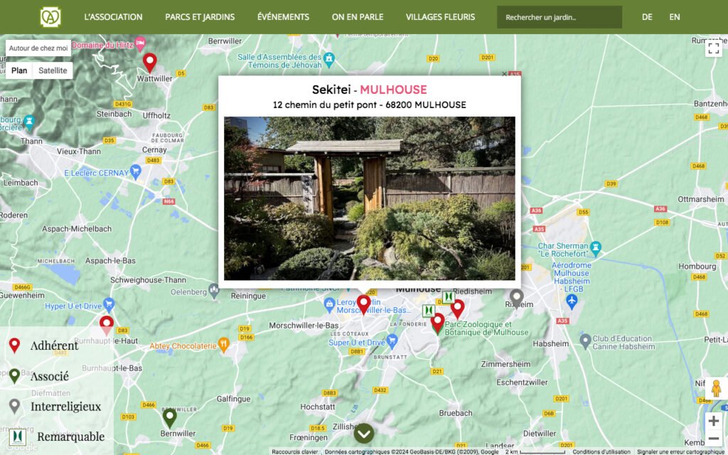 carte interactive jardins Alsace